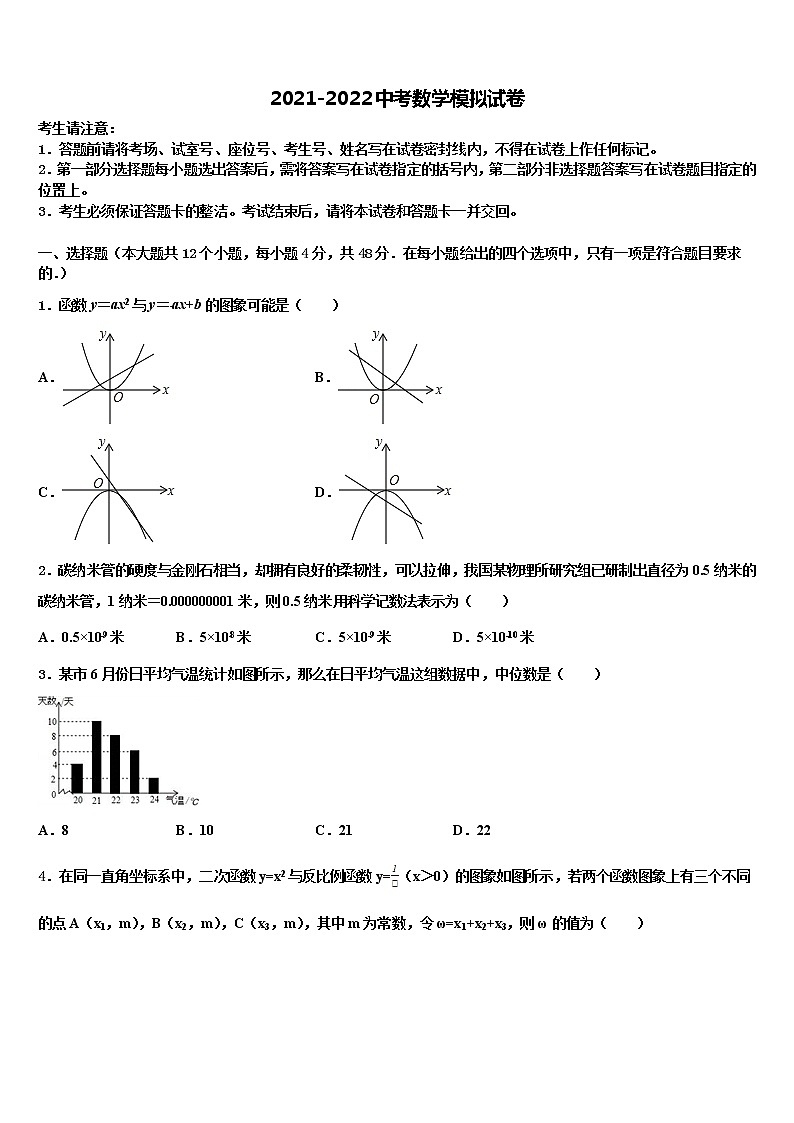 2022年江苏省南通市崇川区田家炳中学中考数学五模试卷含解析01