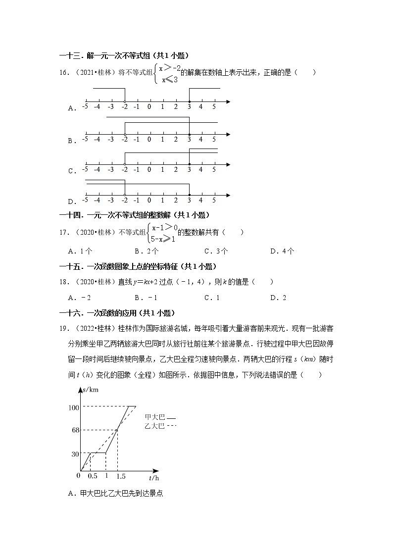 广西桂林市三年（2020-2022）年中考数学真题汇编-01选择题03