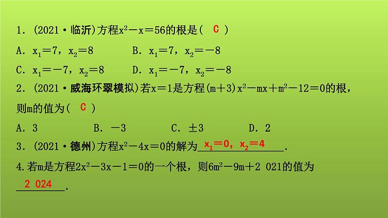 山东省2022年中考数学（五四制）一轮课件：第二章 第2课时 一元二次方程及其应用第5页