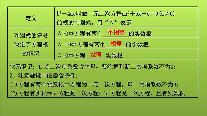 山东省2022年中考数学（五四制）一轮课件：第二章 第2课时 一元二次方程及其应用第8页