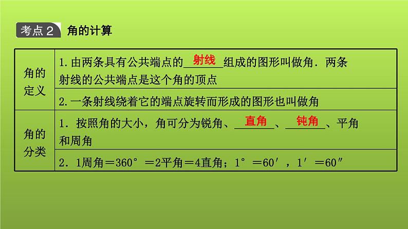 山东省2022年中考数学（五四制）一轮课件：第四章 第1课时 线段、角、相交线与平行线07