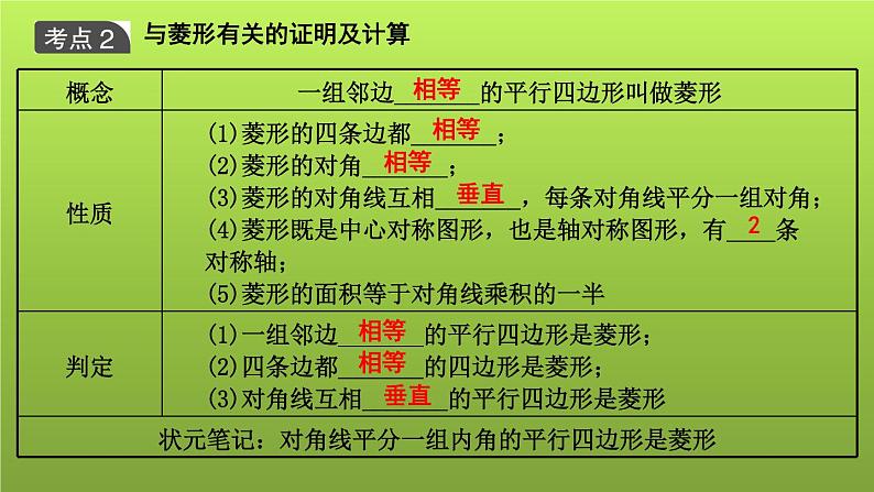 山东省2022年中考数学（五四制）一轮课件：第五章 第2课时 矩形、菱形、正方形06