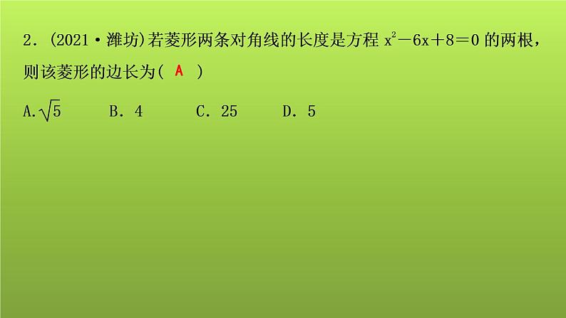 山东省2022年中考数学（五四制）一轮课件：第五章 第2课时 矩形、菱形、正方形08