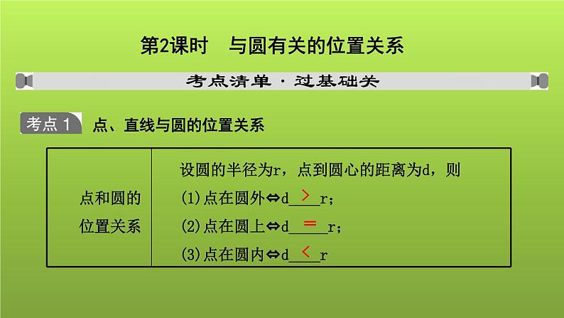 山东省2022年中考数学（五四制）一轮课件：第六章 第2课时 与圆有关的位置关系01