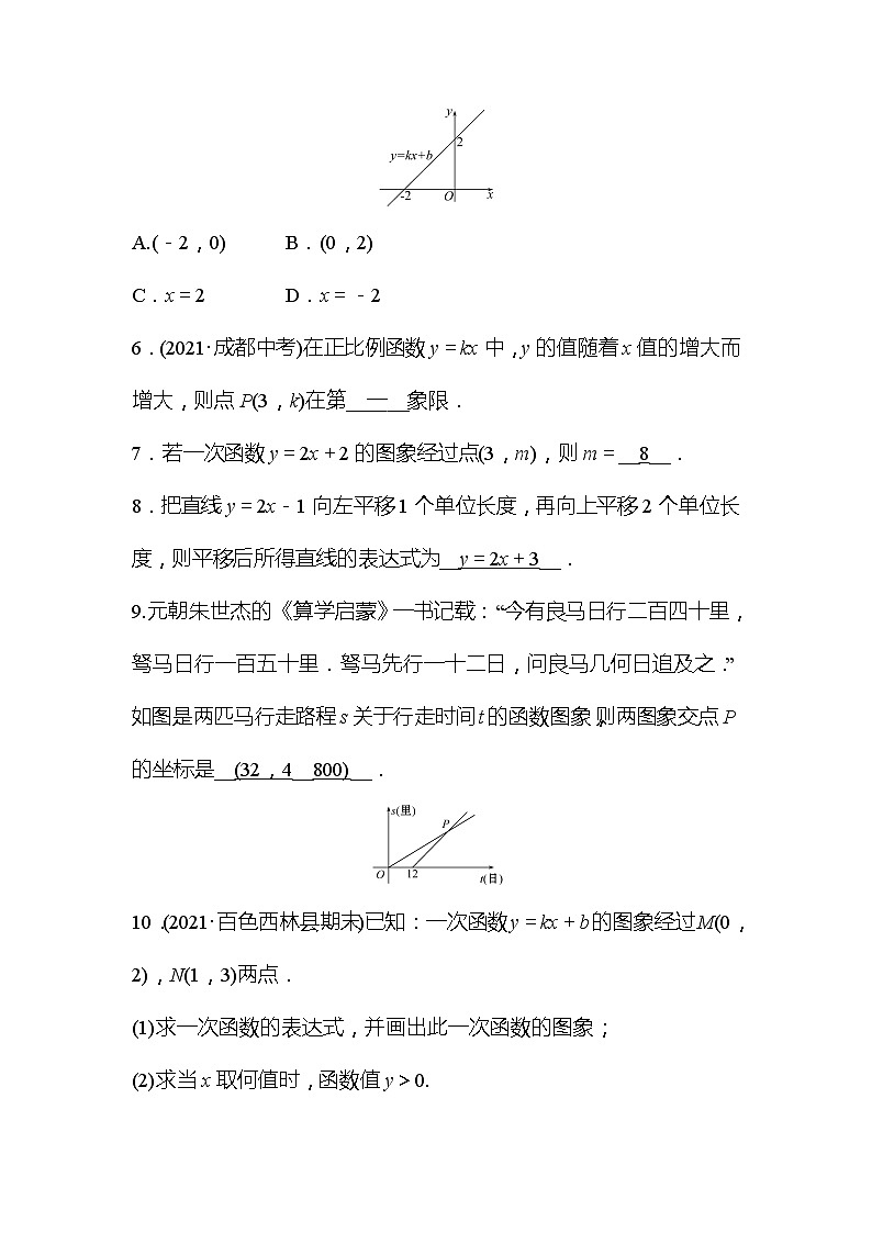 2022年广西桂林中考数学复习训练：第10讲 一次函数(含答案)第2页