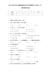 2021-2022学年安徽省滁州市定远县张桥片七年级（下）期末数学试卷（Word解析版）