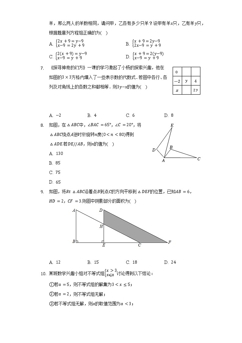 2021-2022学年河南省洛阳市嵩县七年级（下）期末数学试卷（Word解析版）第2页