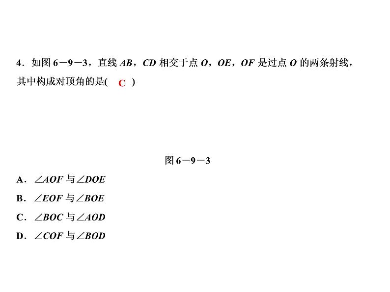 6.9 第1课时　对顶角-2022-2023学年七年级数学上册同步习题课件(浙教版)(共23张PPT)06