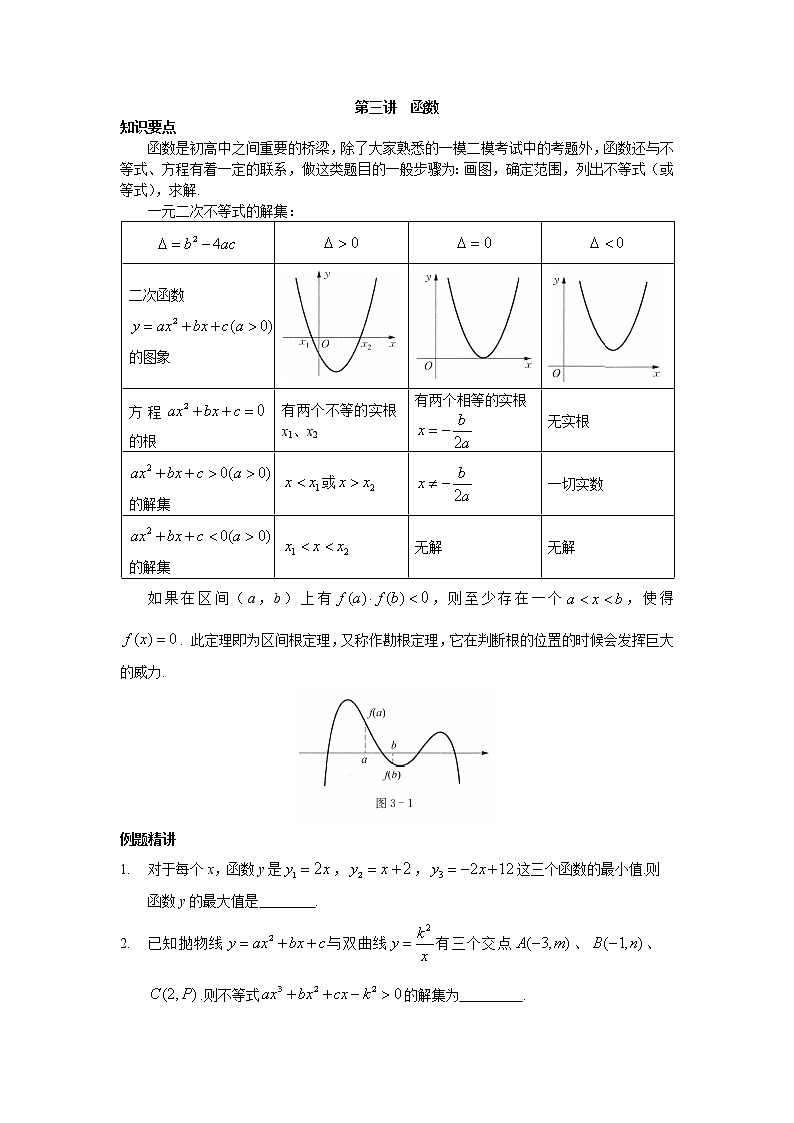 2022年高中名校自主招生初升高衔接数学讲义3  函数 含答案第1页