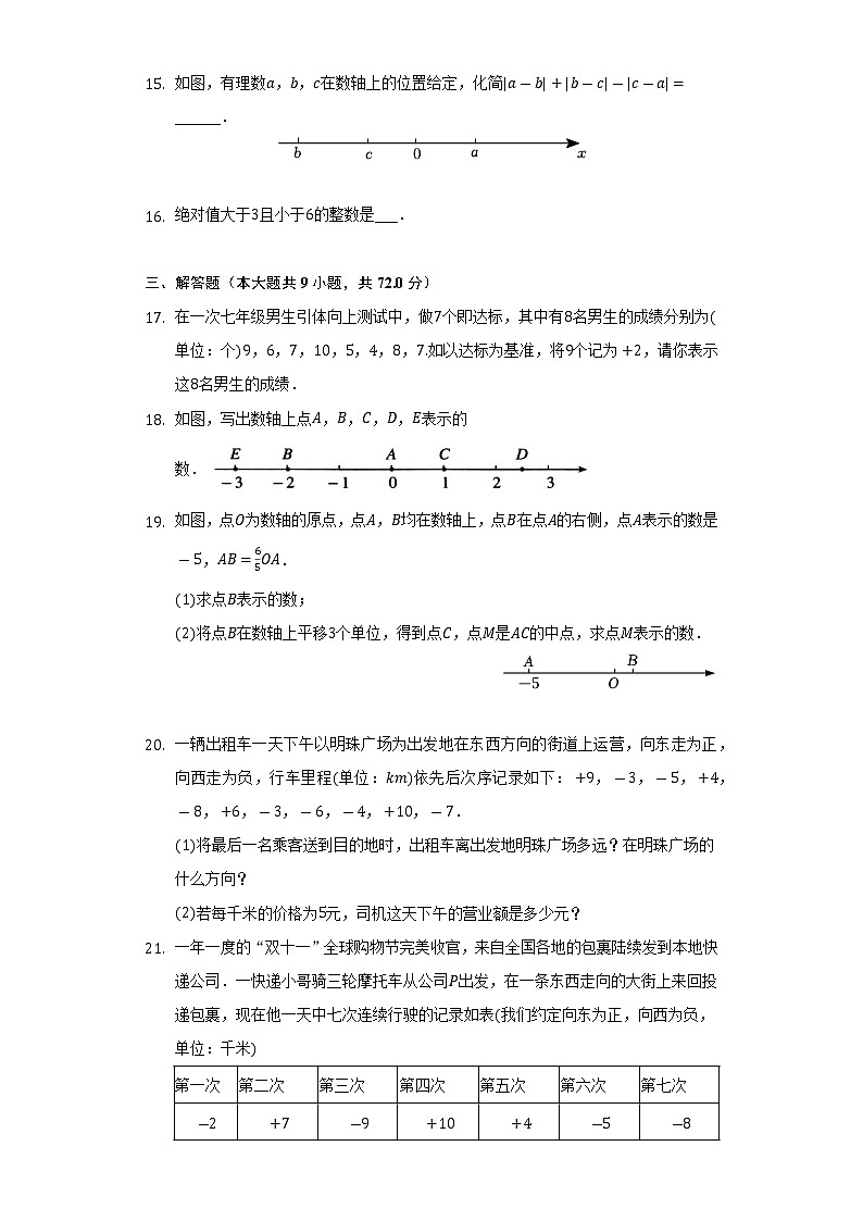 浙教版初中数学七年级上册第一单元《有理数》单元测试卷（含答案解析）第3页