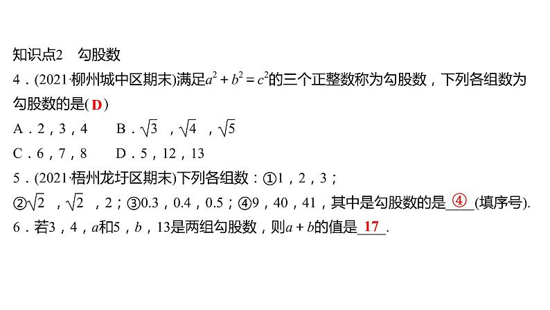 2021-2022 人教版数学 八年级下册 第十七章  17.2　勾股定理的逆定理 课件第5页