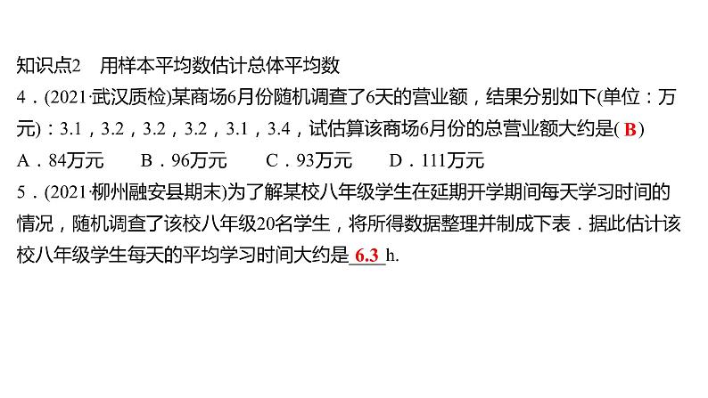 2021-2022 人教版数学 八年级下册 第二十章  20.1.1　平　均　数  第2课时 课件第5页