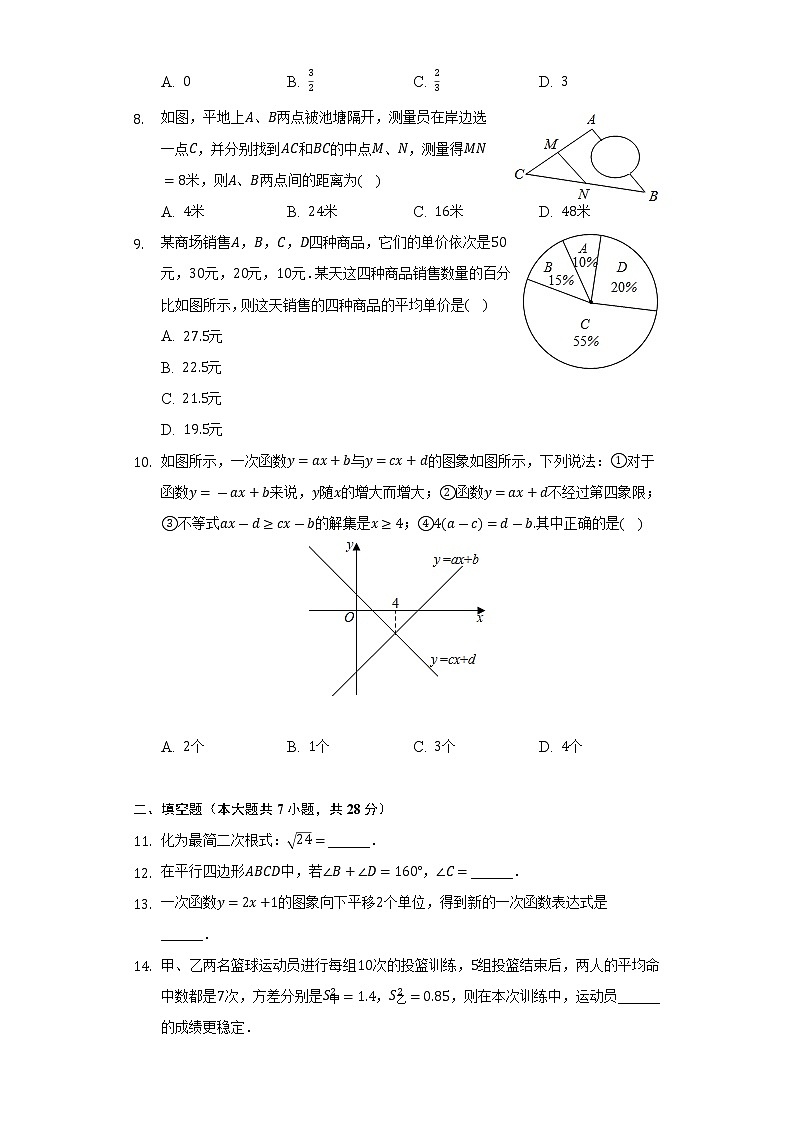 2021-2022学年广东省阳江市江城区八年级（下）期末数学试卷（Word解析版）第2页
