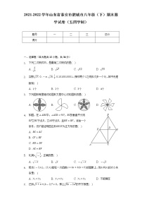 2021-2022学年山东省泰安市肥城市八年级（下）期末数学试卷（五四学制）（Word解析版）