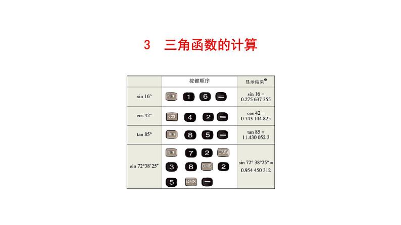 2021-2022 北师大版 数学 九年级下册 1.3 三角函数的计算课件01