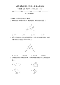 苏科版初中数学八年级上册期末测试卷（较易）（含答案解析）