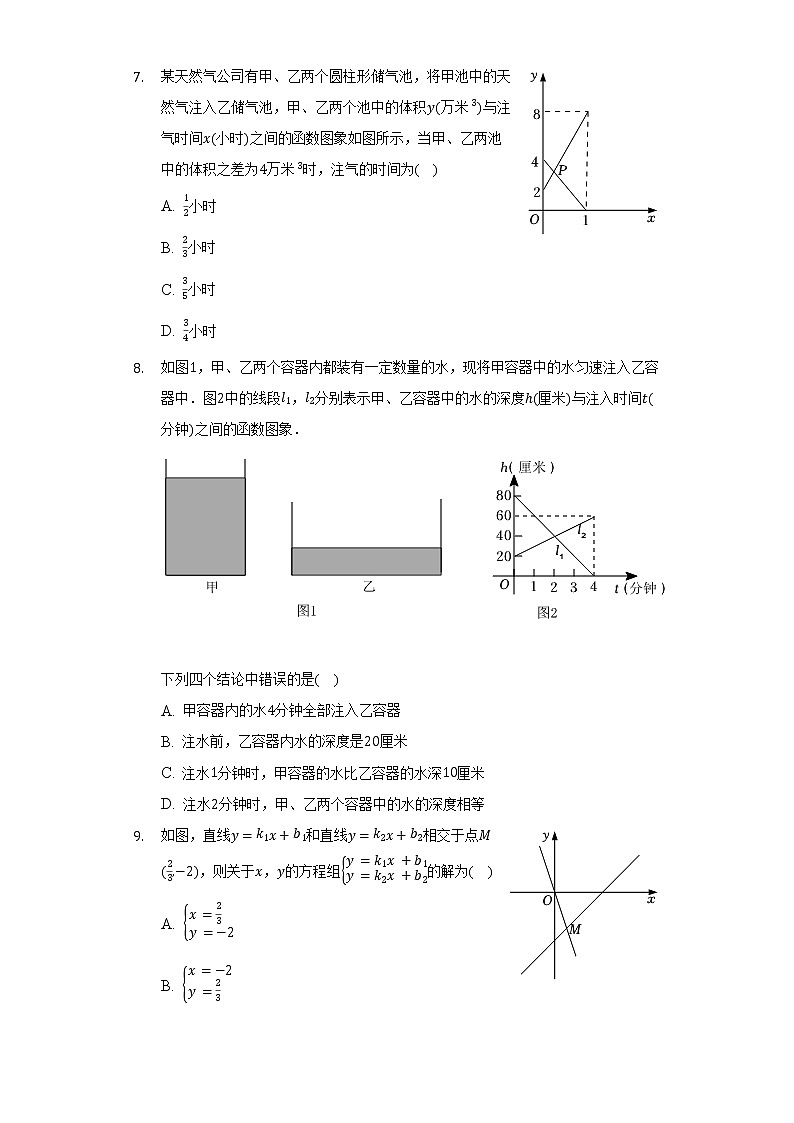 苏科版初中数学八年级上册第六章《一次函数》单元测试卷（较易）（含答案解析）02