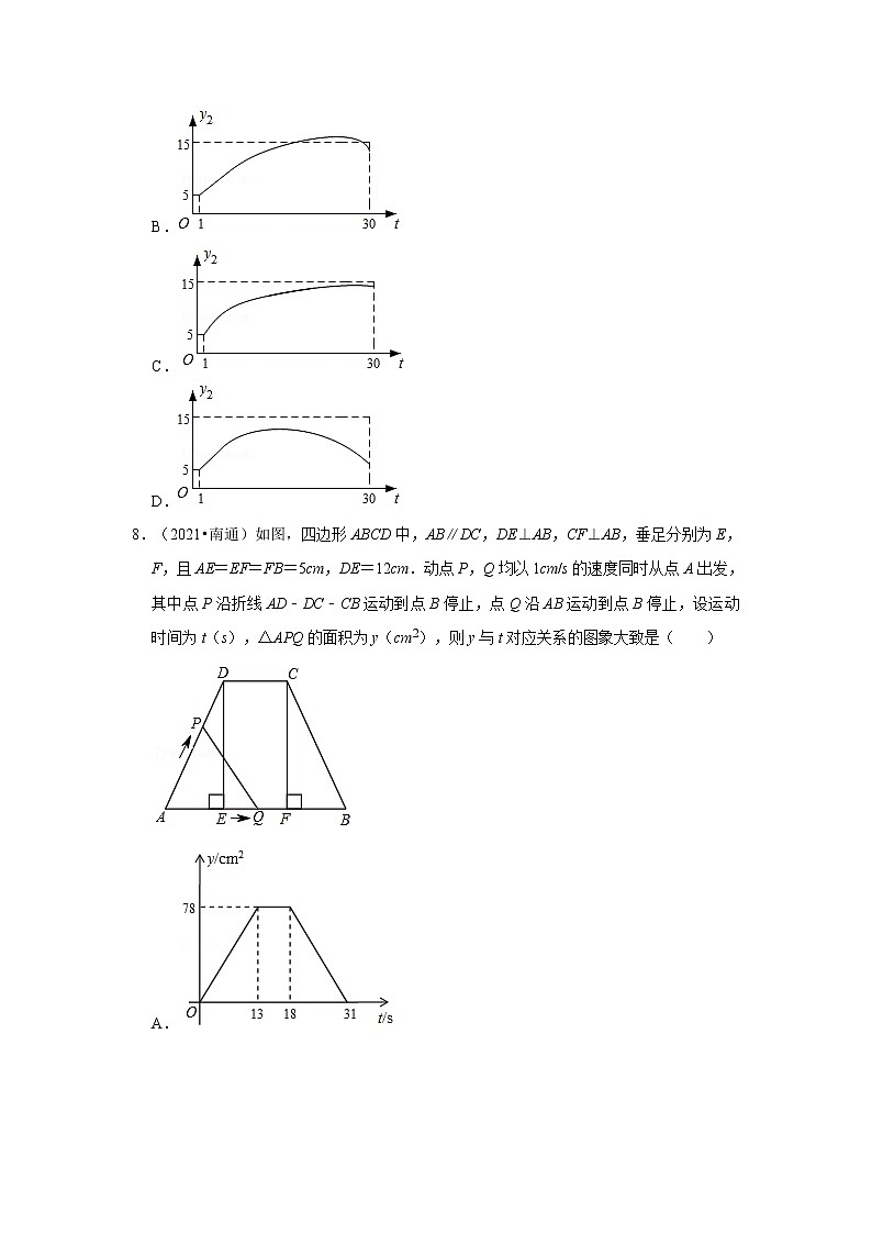 2017-2021年江苏中考数学真题分类汇编之函数基础知识第2页