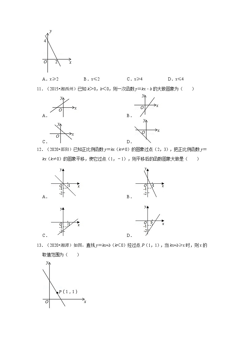 2017-2021年湖南中考数学真题分类汇编之一次函数和反比例函数第3页