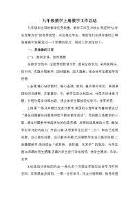 北师大版数学九年级上册教学工作总结