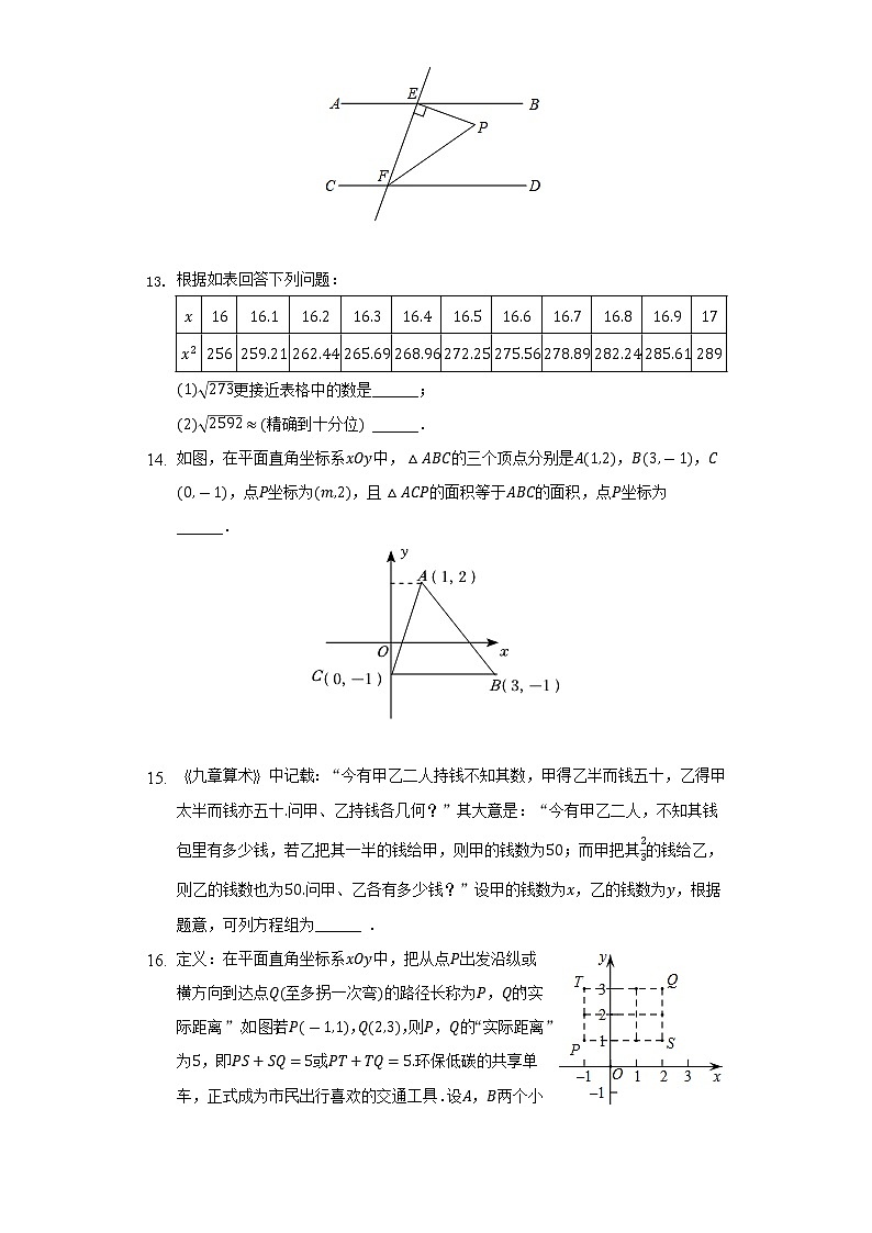 2021-2022学年北京市陈经纶中学望京实验校区七年级（下）期中数学试卷（Word解析版）03