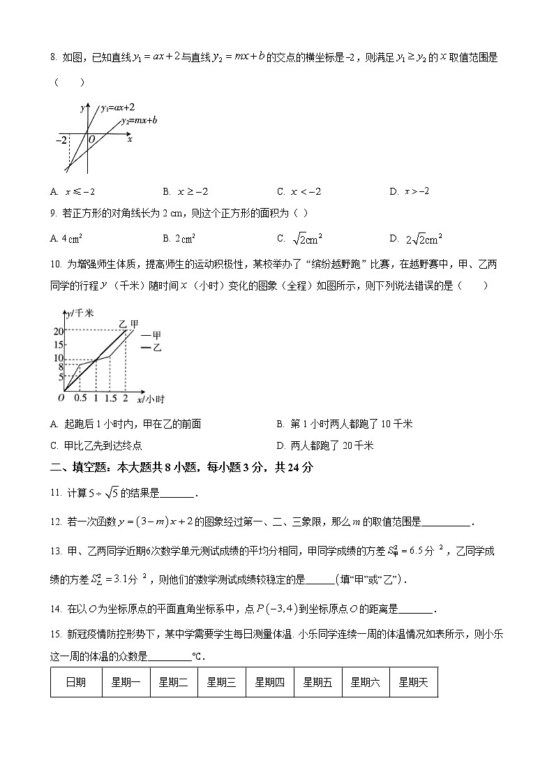 甘肃省定西市2021-2022学年八年级下学期期末数学试题(word版含答案)02
