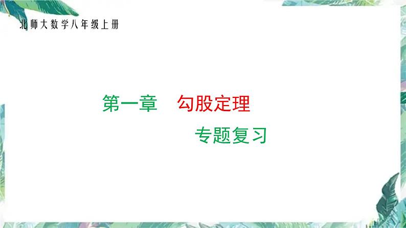 北师大版数学八年级上册 第一章勾股定理 回顾与思考 优质课件01
