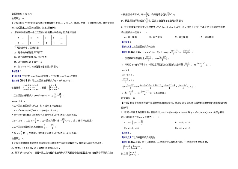 陕西省中考数学历年（2016-2022年）真题分类汇编专题5二次函数解析版02