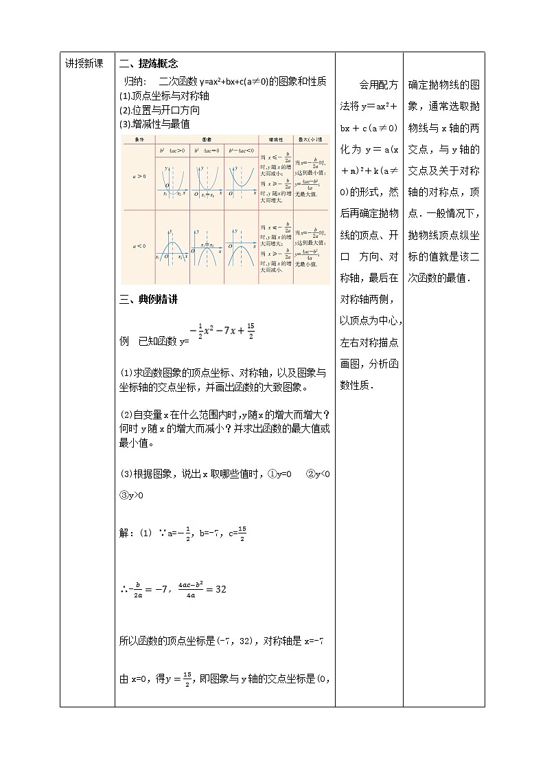 浙教版9年级上册数学1.3二次函数的性质教案02