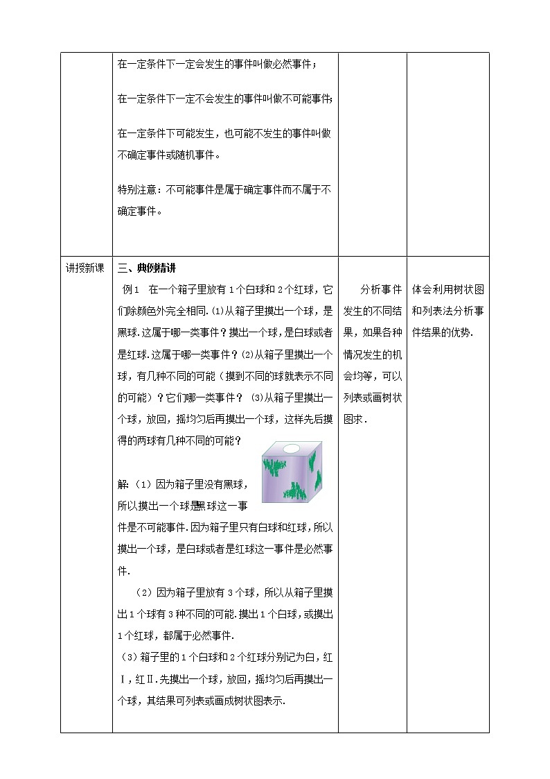 浙教版9年级上册数学2.1事件的可能性（1）教案第3页