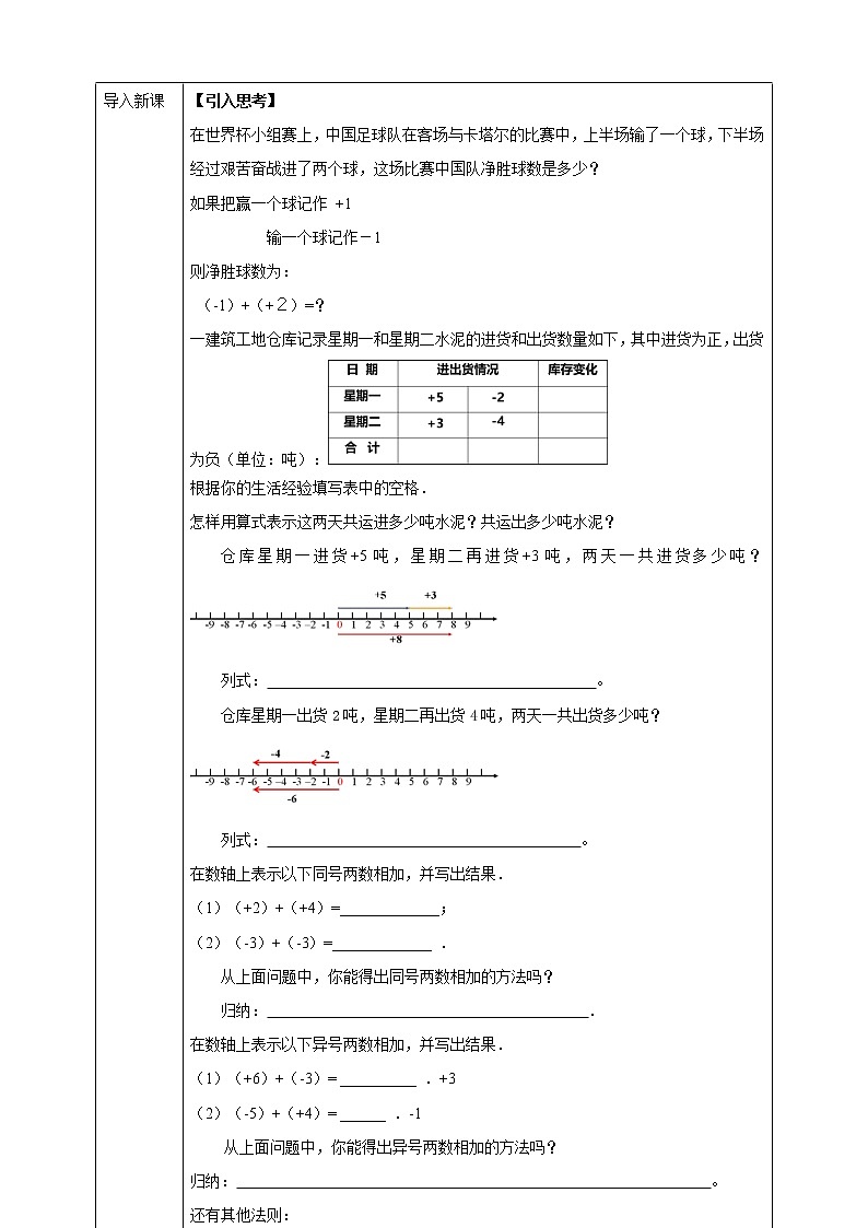 浙教版7年级上册数学2.1有理数的加法学案02