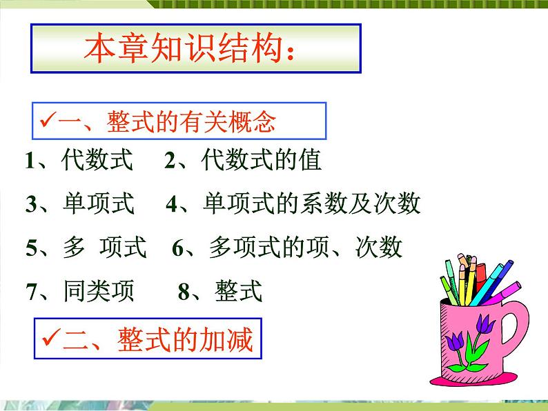 人教版七年级数学上册第2章-整式的加减-复习课课件第2页