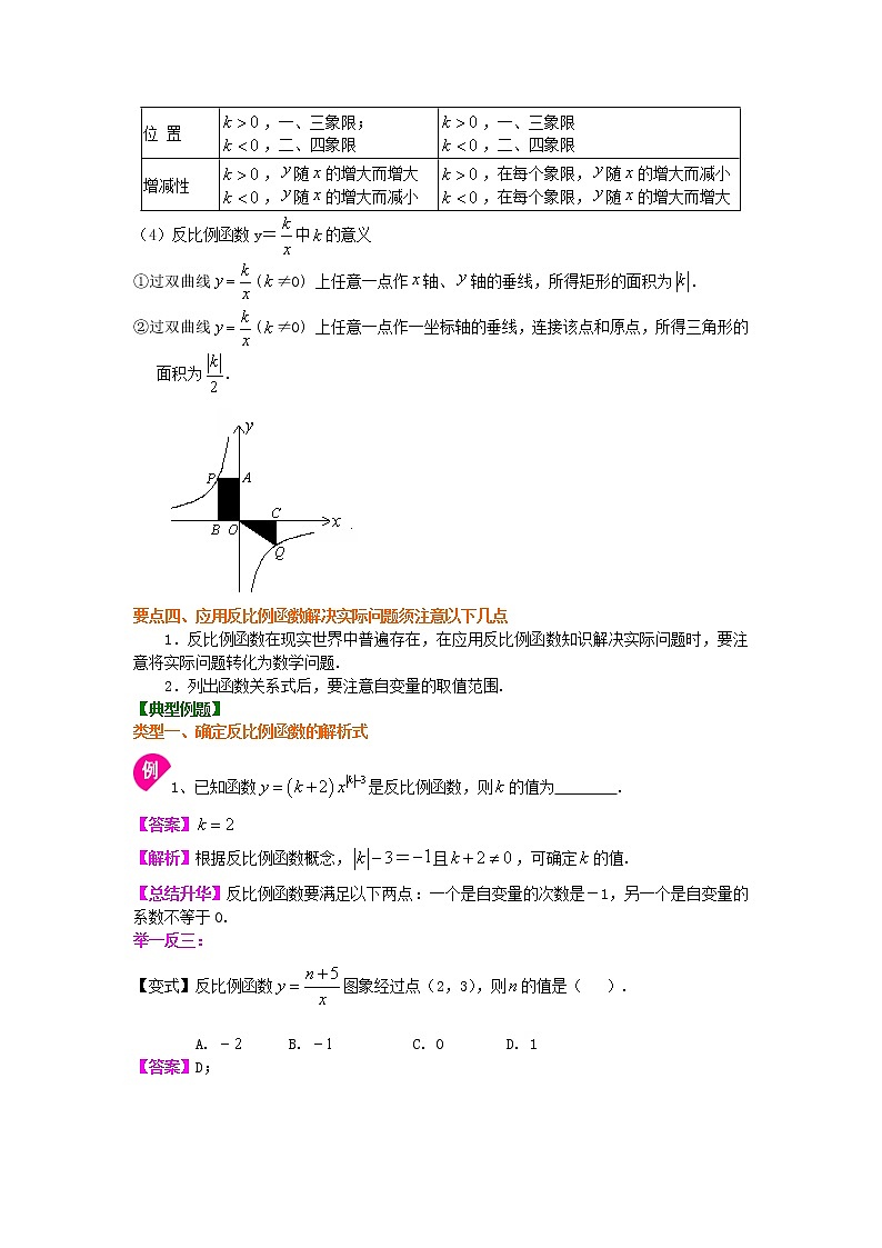 人教版数学九下03《反比例函数 全章复习与巩固》知识讲解+巩固练习(基础版)（含答案）第3页