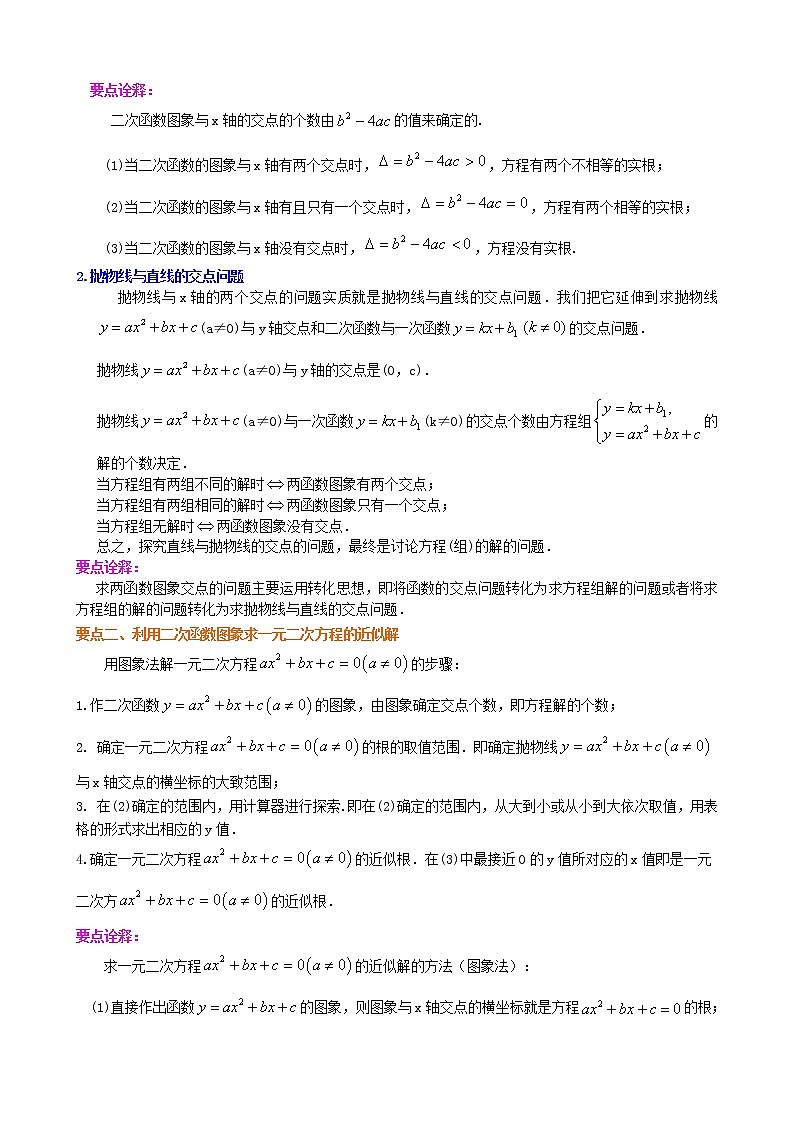 人教版数学九上11《用函数观点看一元二次方程》知识讲解+巩固练习(基础版)（含答案）02