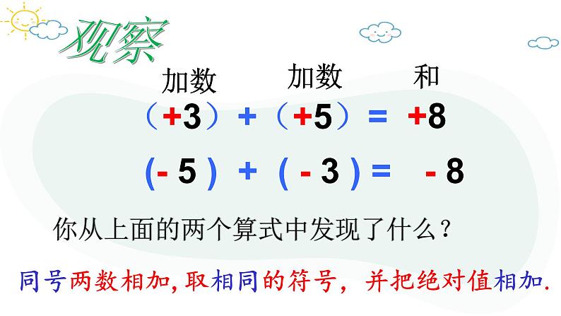 人教版数学七年级上册第一章第三节1.3.1有理数的加法(1)课件08