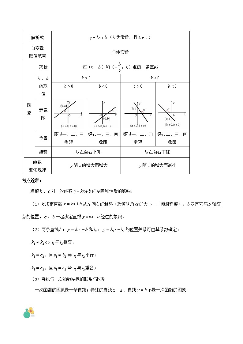 第2讲 一次函数及图象性质华师大版九年级上册数学专题讲义（原卷版+解析版）02