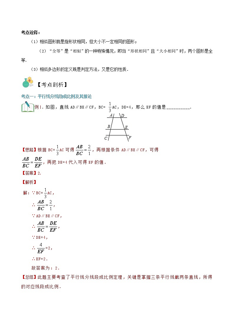 第10讲 成比例线段及相似图形华师大版九年级上册数学专题讲义（原卷版+解析版）02