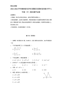 2021-2022学年湖南省长沙市岳麓区长郡双语实验中学七年级（下）期末数学试卷（Word解析版）