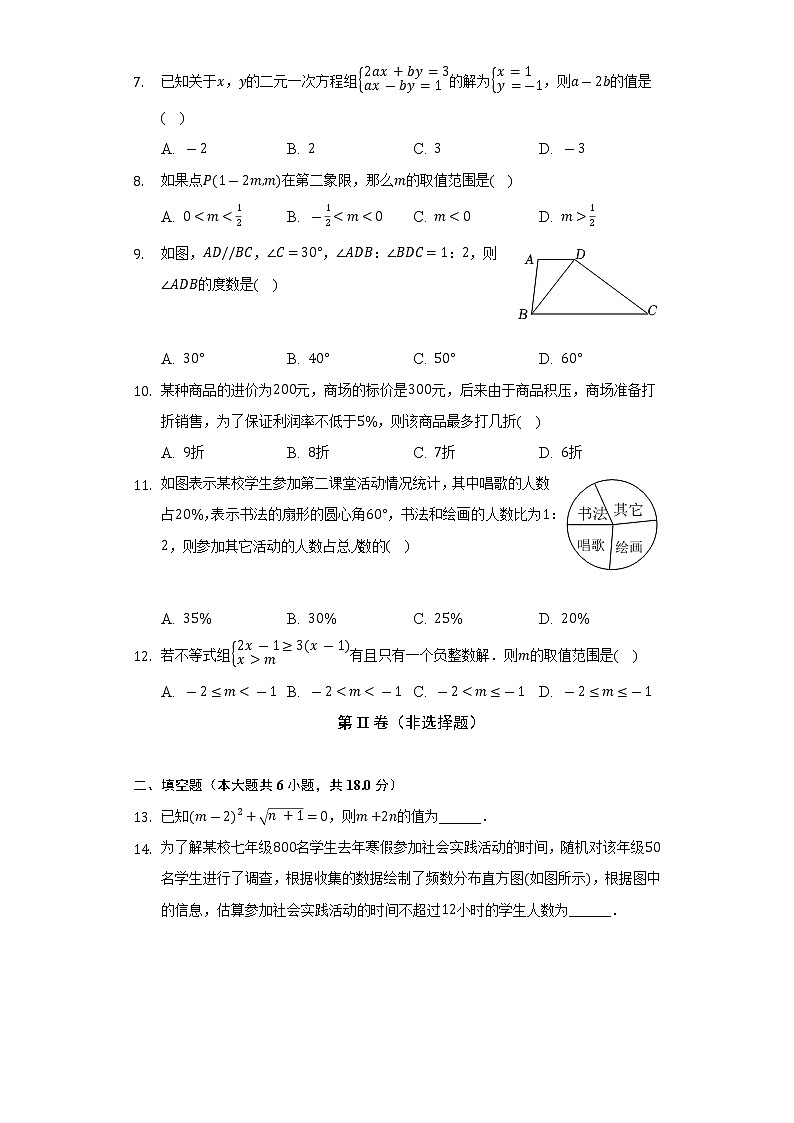 2021-2022学年内蒙古巴彦淖尔市乌拉特前旗七年级（下）期末数学试卷（Word解析版）第2页