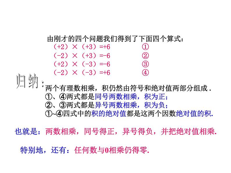 沪科版数学七年级上册课件1.5.1 有理数的乘法07