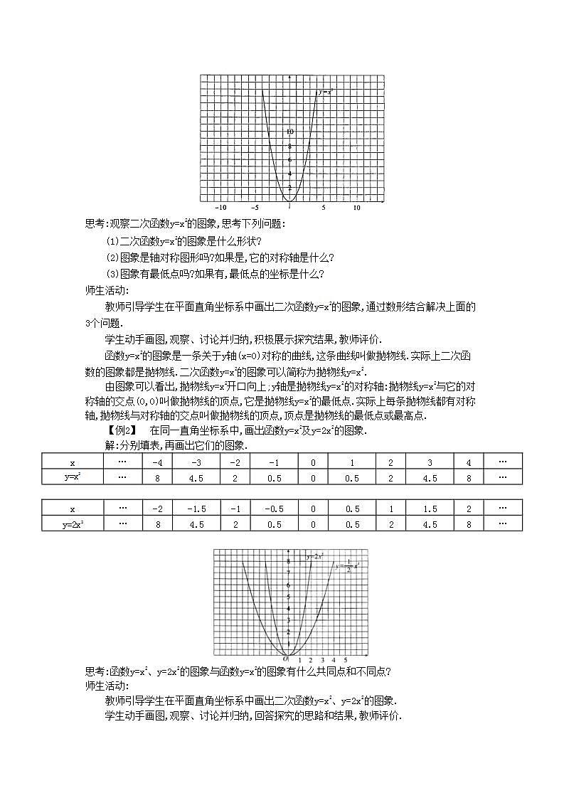 2022九年级数学上册第21章二次函数与反比例函数21.2二次函数的图象和性质21.2.1二次函数y=ax2的图象和性质教案新版沪科版02
