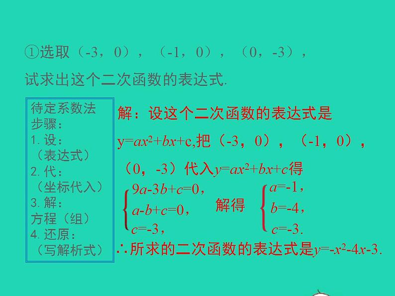 2022九年级数学上册第21章二次函数与反比例函数21.2二次函数的图象和性质21.2.3二次函数表达式的确定课件新版沪科版05