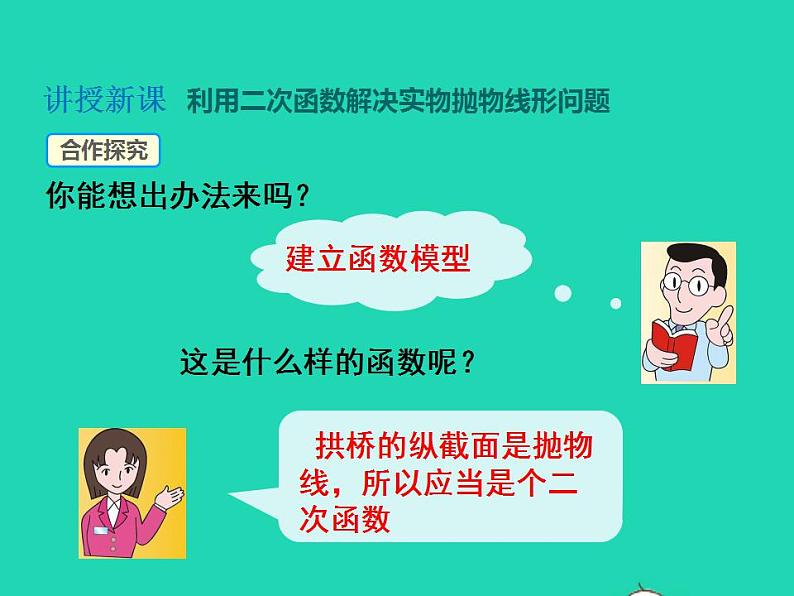 2022九年级数学上册第21章二次函数与反比例函数21.4二次函数的应用第2课时实物型抛物线及运动中的抛物线问题课件新版沪科版07