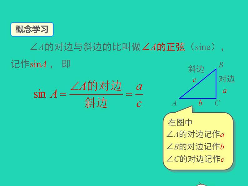 2022九年级数学上册第23章解直角三角形23.1锐角的三角函数23.1.1锐角的三角函数第2课时正弦和余弦课件新版沪科版07