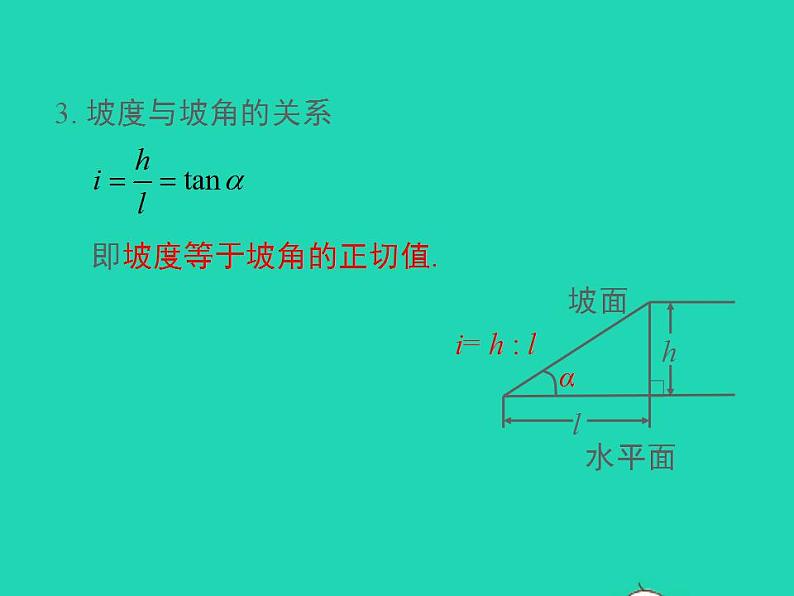 2022九年级数学上册第23章解直角三角形23.2解直角三角形及其应用第4课时坡度问题及一次函数k的几何意义课件新版沪科版04