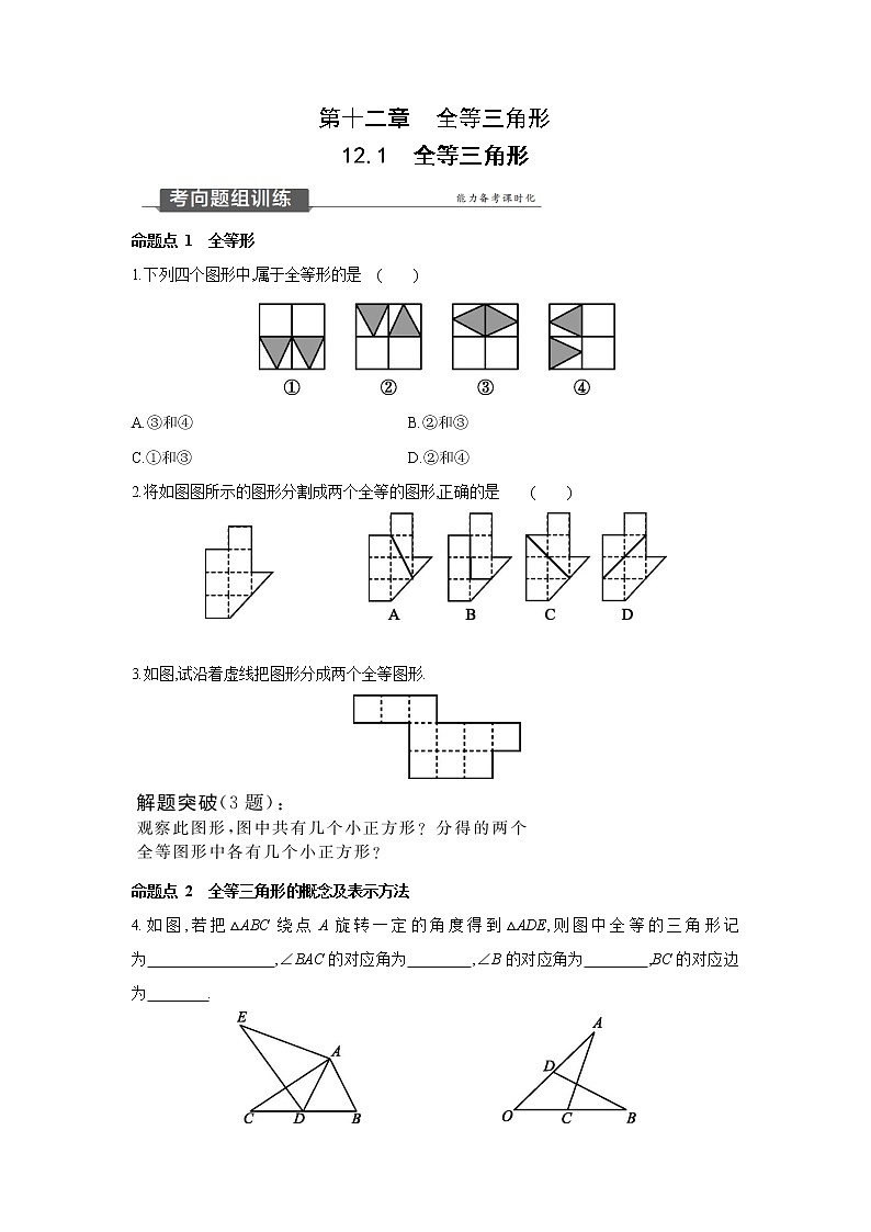 12.1 全等三角形 人教版八年级数学上册同步提优训练(含答案)第1页