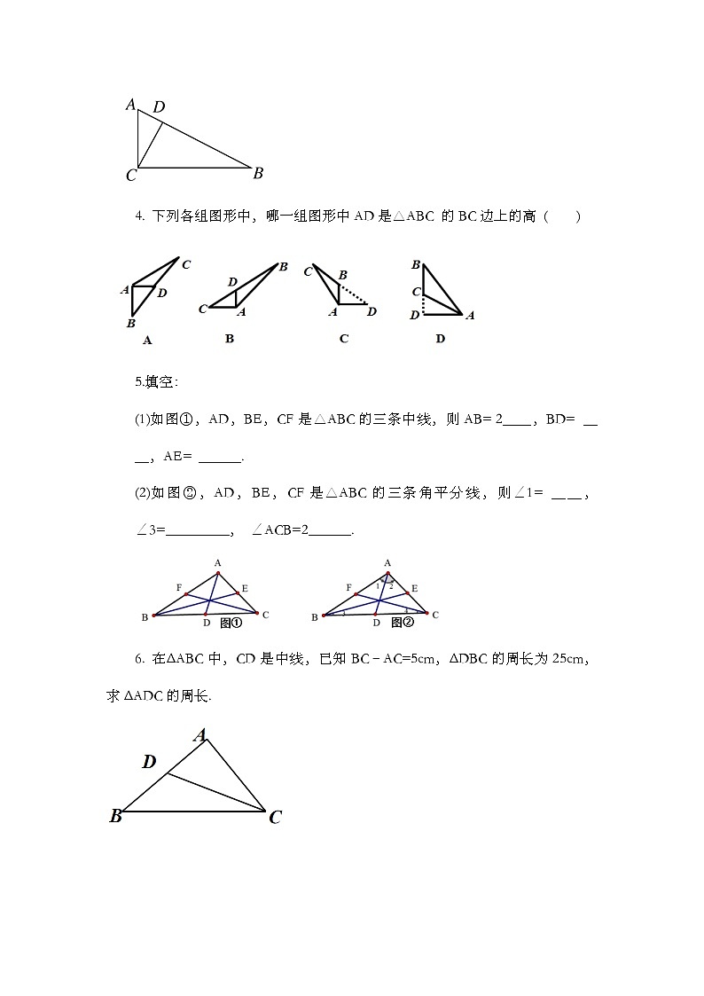 11.1.2 三角形的高、中线与角平分线 课时练02