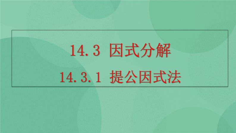 14.3.1 提公因式法 课件01