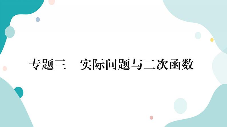 专题三 实际问题与二次函数（课件ppt）九年级上册数学教辅作业（沪科版）01
