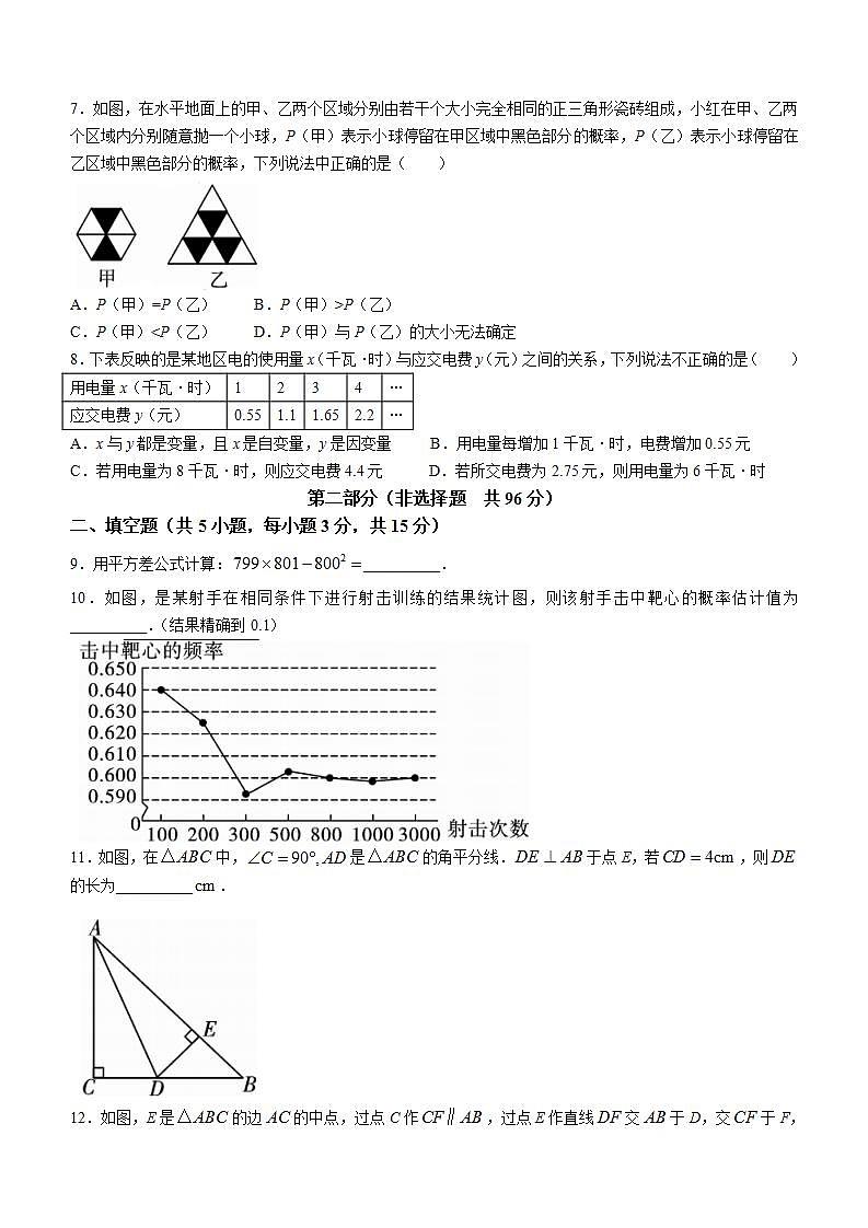 陕西省咸阳市武功县2021-2022学年七年级下学期期末考试数学试题(word版含答案)第2页